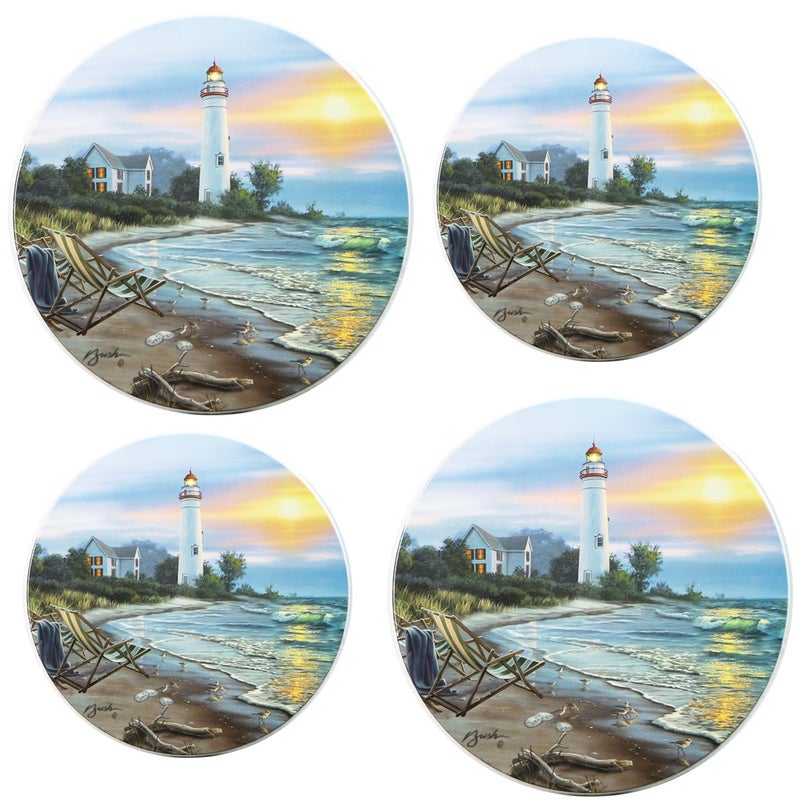Reston Lloyd, Burner Covers For Electric Stovetop, Decorative Lightweight Tin Covers, Set of 4 (2-8 inch & 2-10 inch), Conceals Messy Drip Pans, Lighthouse - Image 5