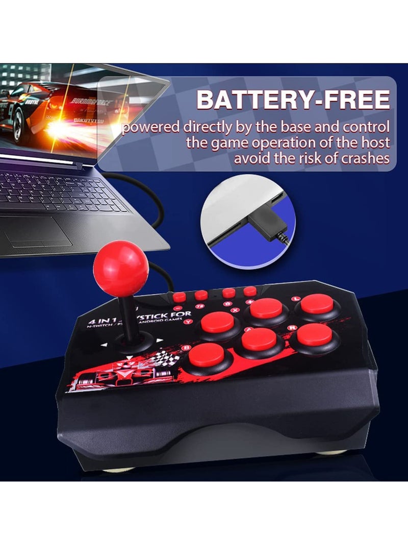 Arcade Fight Stick, Wired Arcade Joystick Features a Spherical Metal Joystick 6 Round Control ons,Wired Arcade Joystick Arcade Games Accessories, Play All Types of Games for PS3/Switch/PC - Image 3