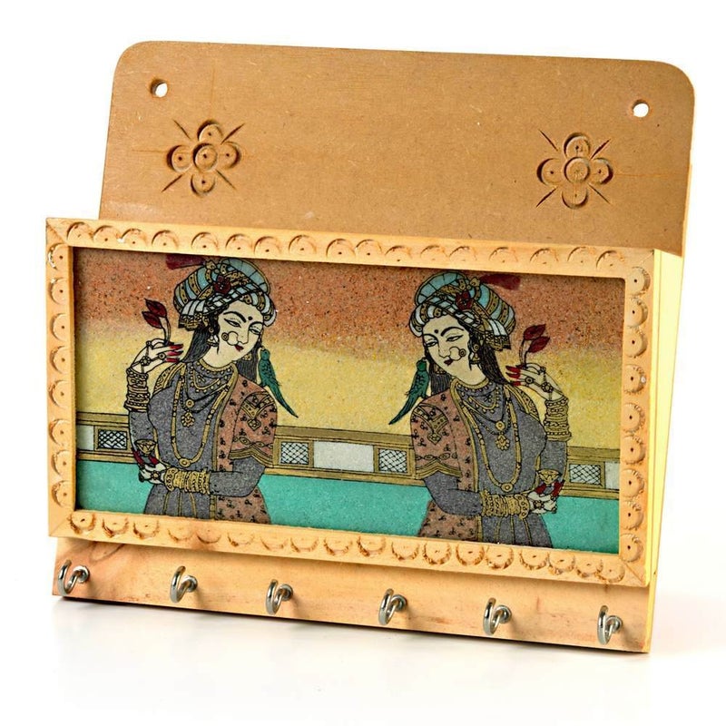 Little India Gemstone Painting Magazine Keychain Holder BrownHCF116 - Image 1