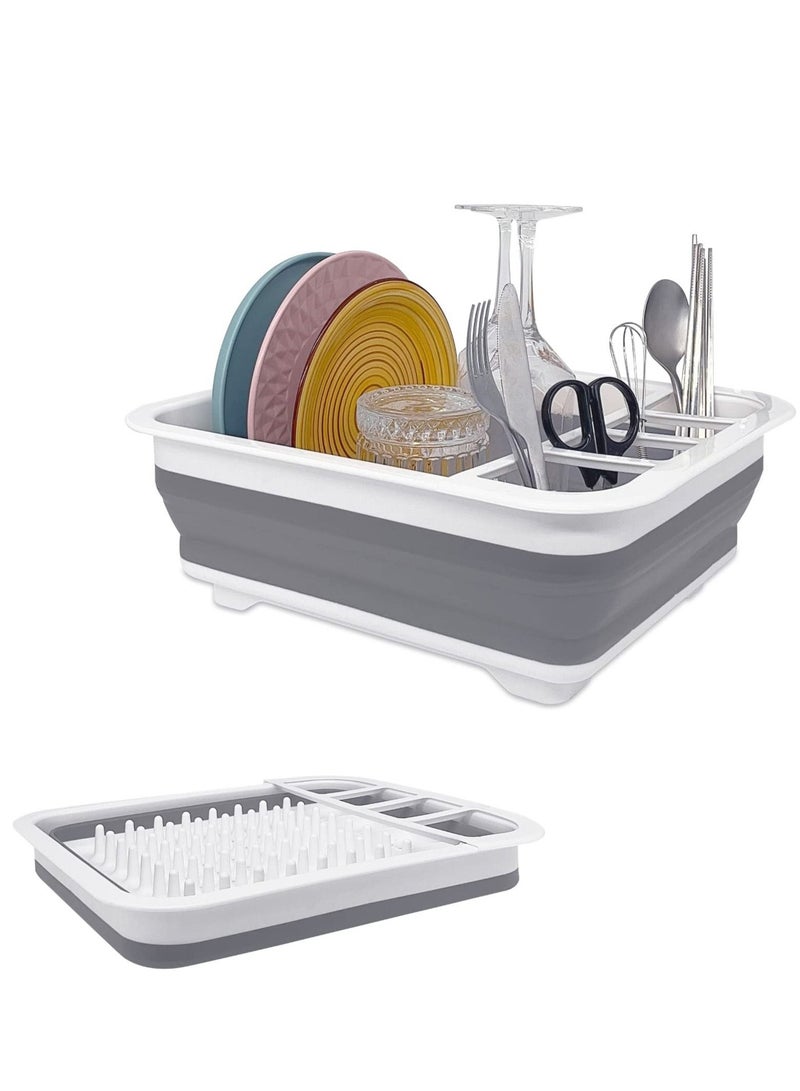 Excefore Collapsible Dish Rack for Drying Dishes, Space-Saving and Foldable Design with Versatile Removable Components, Dinnerware Storage Organizer for Small Kitchen Spaces - Image 1