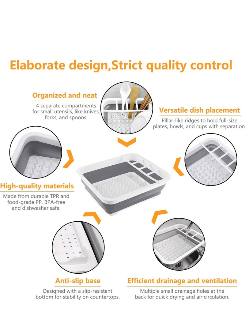 Excefore Collapsible Dish Rack for Drying Dishes, Space-Saving and Foldable Design with Versatile Removable Components, Dinnerware Storage Organizer for Small Kitchen Spaces - Image 3