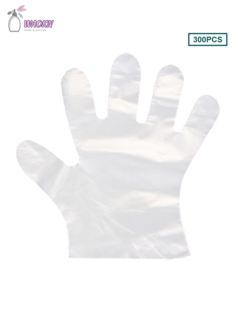 WAOKN 300-Piece Disposable Gloves, Thick Transparent PE Gloves - Image 1
