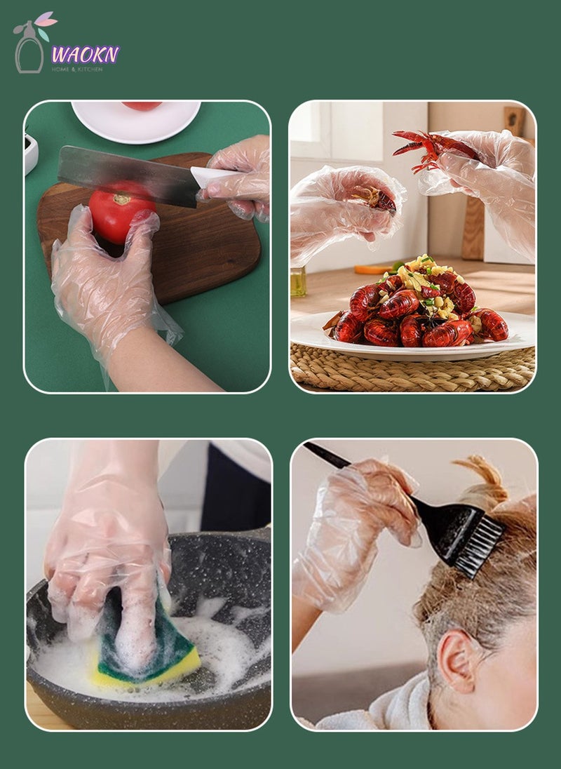 WAOKN 300-Piece Disposable Gloves, Thick Transparent PE Gloves - Image 2