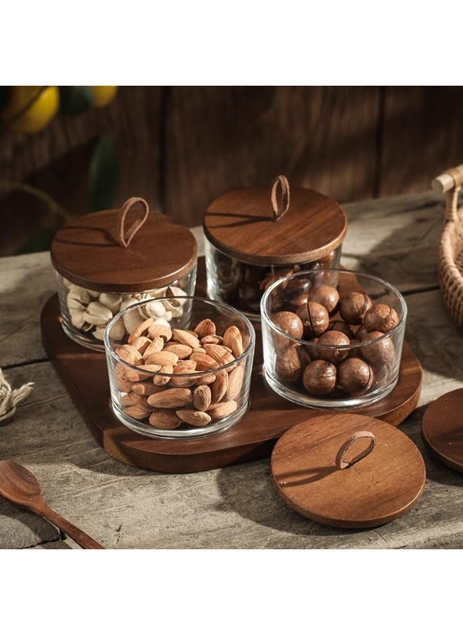 OLUDENIZ Premium 6-Piece Glass Storage Jar Set with Wooden Tray – Decorative & Functional Date and Snack Organizer for Home  - Image 3