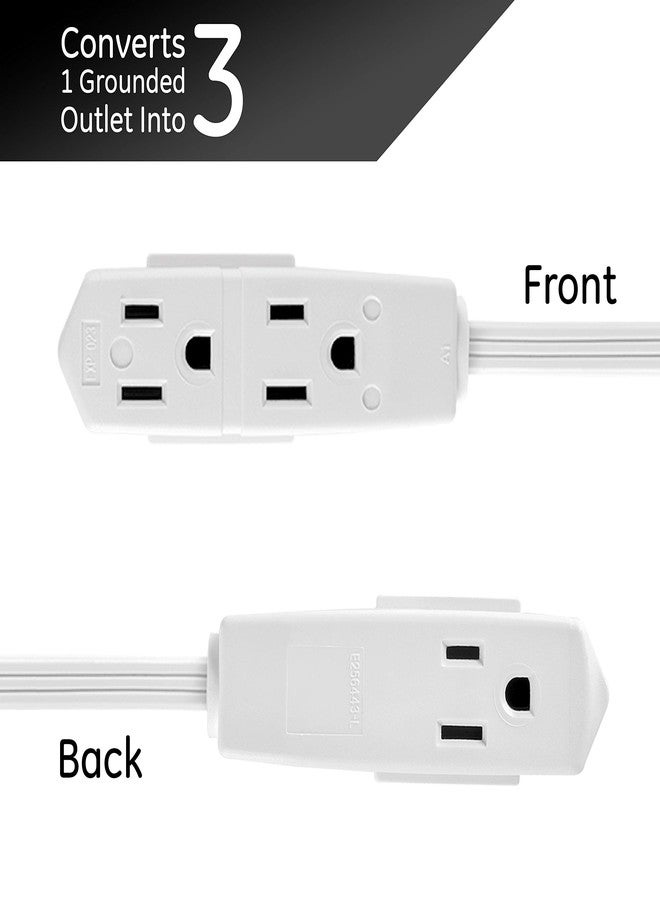 GE 3-Outlet Flat Extension Cord 15 Ft Grounded Extension Cord with Multiple Outlets 3 Prong Outlet Extender Flat Plug Power Strip Indoor 16 Gauge UL Listed White 56986 - Image 3