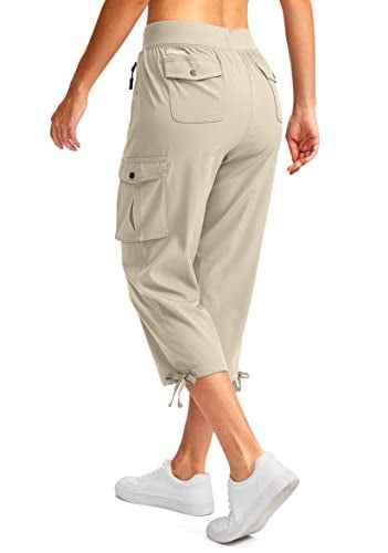 Soothfeel Women's Cargo Capris Pants with 6 Pockets Lightweight Quick Dry Travel Hiking Summer Pants for Women Casual (Khaki, M) - Image 2