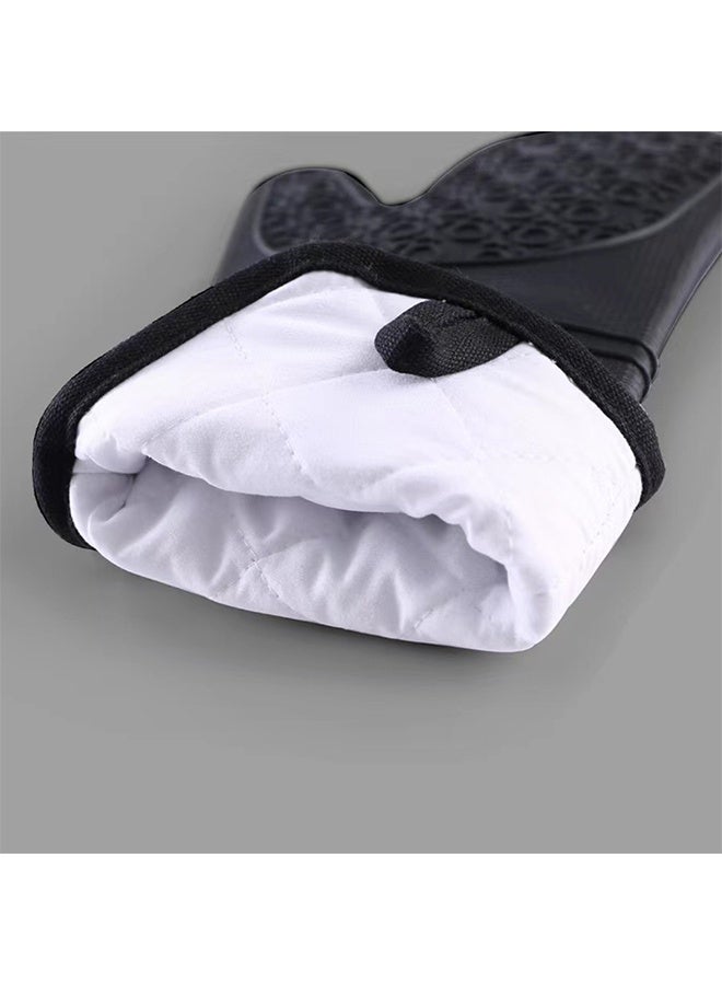 Silicone Oven Mitts and Pot Holders Set, Heat Resistant Mittens with Mini Gloves Hot Pads, for Kitchen Baking Cooking, Quilted Liner, Black,Pack of 4 - Image 5