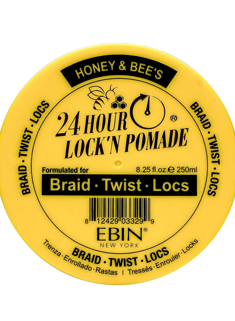 EBIN NEW YORK 24 HOUR LOCK'N POMADE Braid Formula, Honey & Bee’s, 8.25 Oz | Great for Braiding, Twisting, Edges, No Residue, No Flaking, Extreme Firm Hold, High Shine, Honey Scented  - Image 4