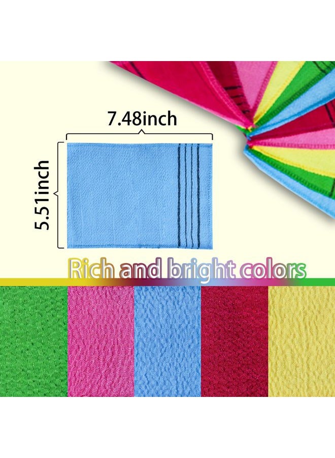10 Pieces Korean Exfoliating Mitts, Asian Exfoliating Bath Washcloth Body Exfoliating Scrub Towel for Women Men Shower Bathing Exfoliating (5 Colors)