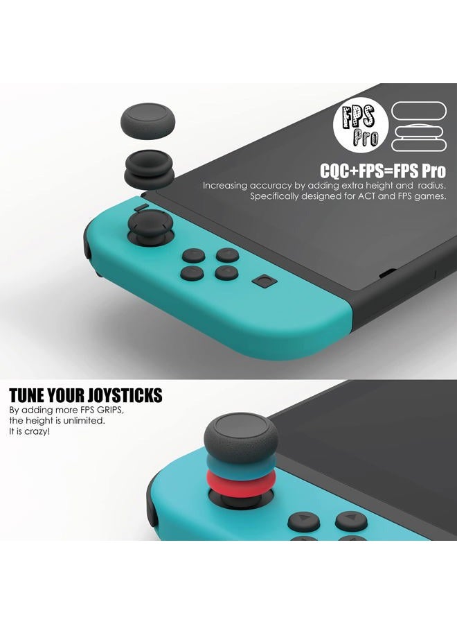 Skull & Co. Skin, CQC and FPS Thumb Grip Set Joystick Cap Analog Stick Cap for Nintendo Switch Joy-Con Controller (Black) - Image 4