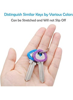 erorex Small Key Covers Tags Bright Colored Key Caps Silicone Key Covers Elastic Key Tags Key Identifier Coding Rings 0.8 Inch Dia Key Identifiers 24Pcs In 8 Colors Mixed Color  - Image 3