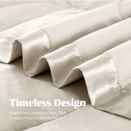 puredown® Blankets Queen Size - Soft Lightweight Down Blanket for All Seasons, Cozy Warm Luxury Bed Blanket with Satin Trim, Cotton Cover, Ivory (90"X90") - Image 4