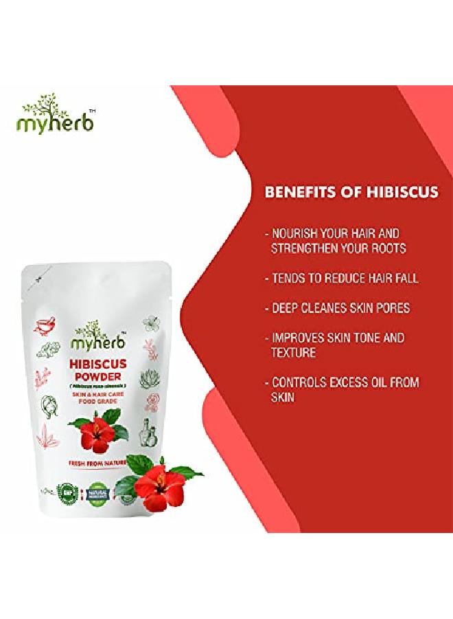 myherb 100% Natural Organic Hibiscus Powder (Hibiscus Rosasinensis) || For Hair Improvement Hair Growth || Skin Mask || For Men Women 227 Gm/0.5 Lbs - Image 5