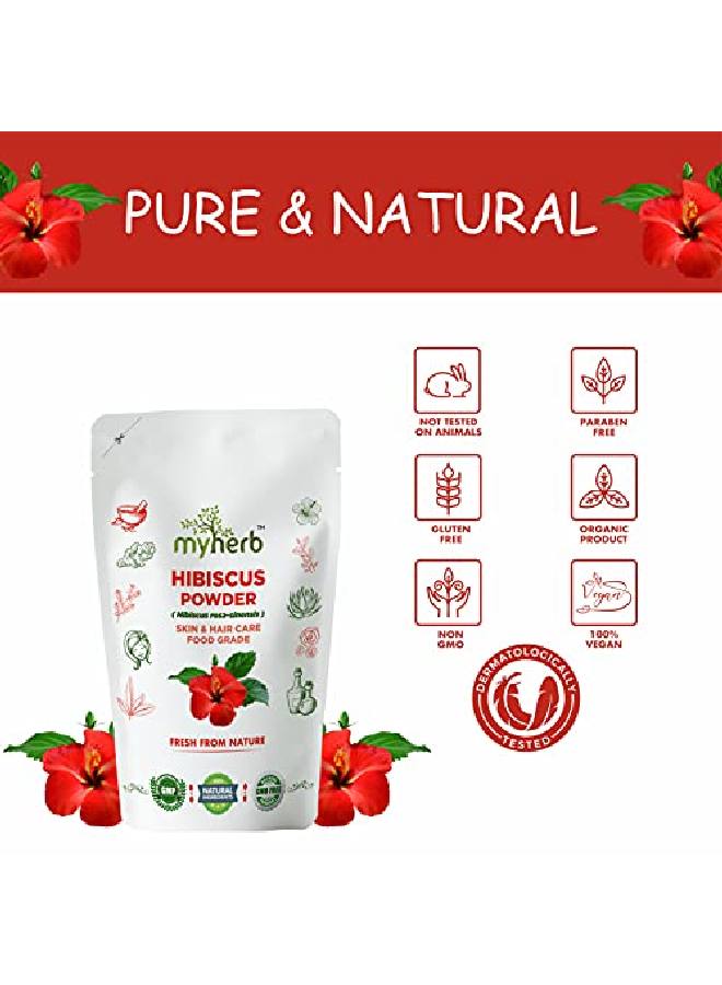 myherb 100% Natural Organic Hibiscus Powder (Hibiscus Rosasinensis) || For Hair Improvement Hair Growth || Skin Mask || For Men Women 227 Gm/0.5 Lbs - Image 3