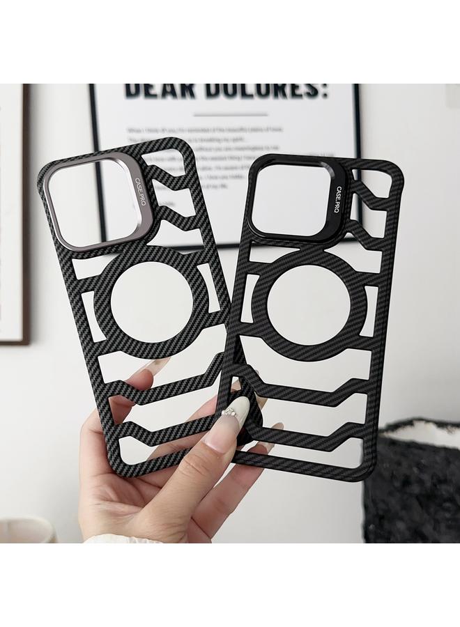 S-TOP Case For iPhone 13 Pro Borderless Carbon Fiber Lens Protection Bracket MagSafe Phone Case - Image 5