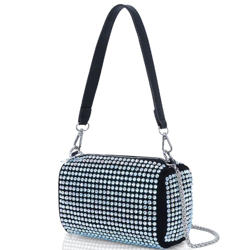DOSYSO Rhinestone Crossbody Broad Belt Casual Sling Bag For Women Evening Clutch Handbags For Girls Trendy Latest Ladies Crystal Glitter Purse For Party Wedding Bling Bag With Chain Strap(Multicolor) - Image 1