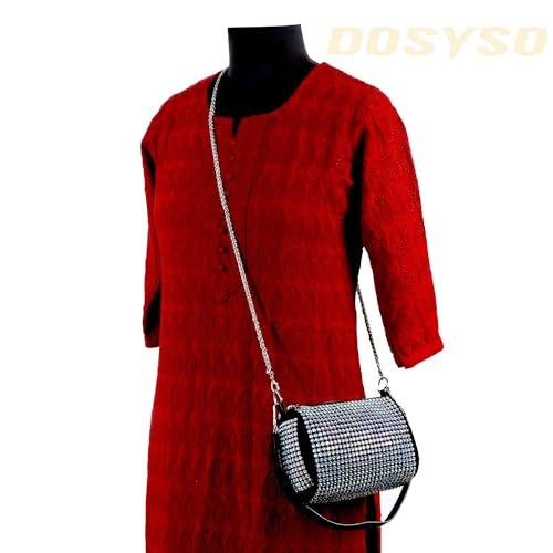 DOSYSO Rhinestone Crossbody Broad Belt Casual Sling Bag For Women Evening Clutch Handbags For Girls Trendy Latest Ladies Crystal Glitter Purse For Party Wedding Bling Bag With Chain Strap(Multicolor) - Image 2