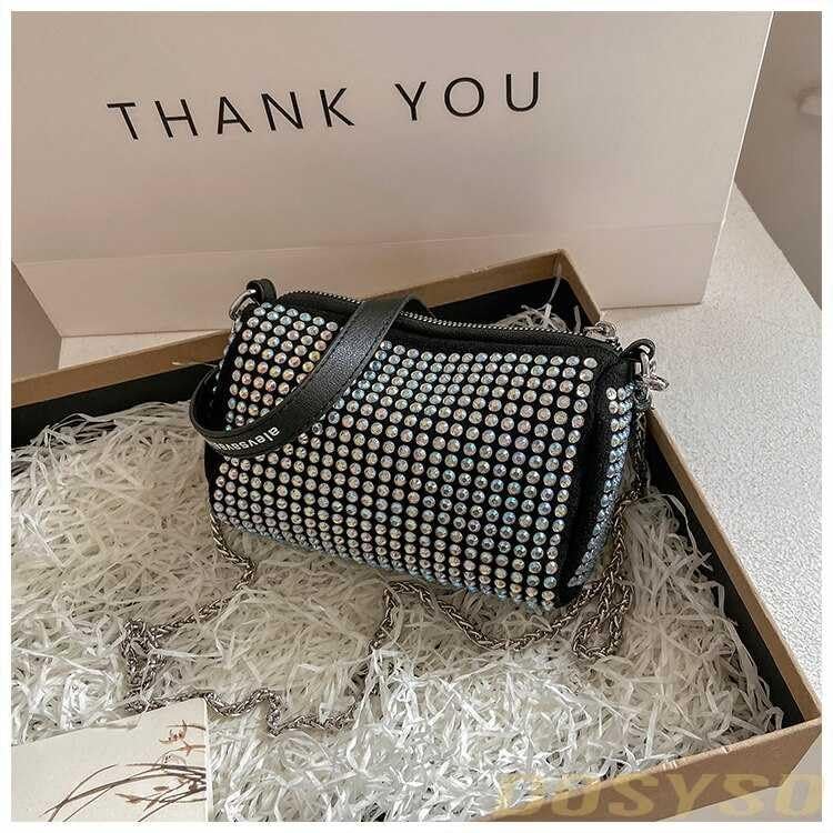 DOSYSO Rhinestone Crossbody Broad Belt Casual Sling Bag For Women Evening Clutch Handbags For Girls Trendy Latest Ladies Crystal Glitter Purse For Party Wedding Bling Bag With Chain Strap(Multicolor) - Image 4