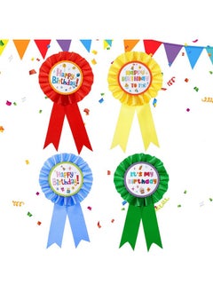 Mtlee 12 Pieces Happy Birthday Award Ribbon Birthday Tinplate Badge Pins Birthday Rosette Button Pins Happy Birthday Badge Brooch Birthday Pins For Party Favors And Baby Shower Party Decoration  - Image 1