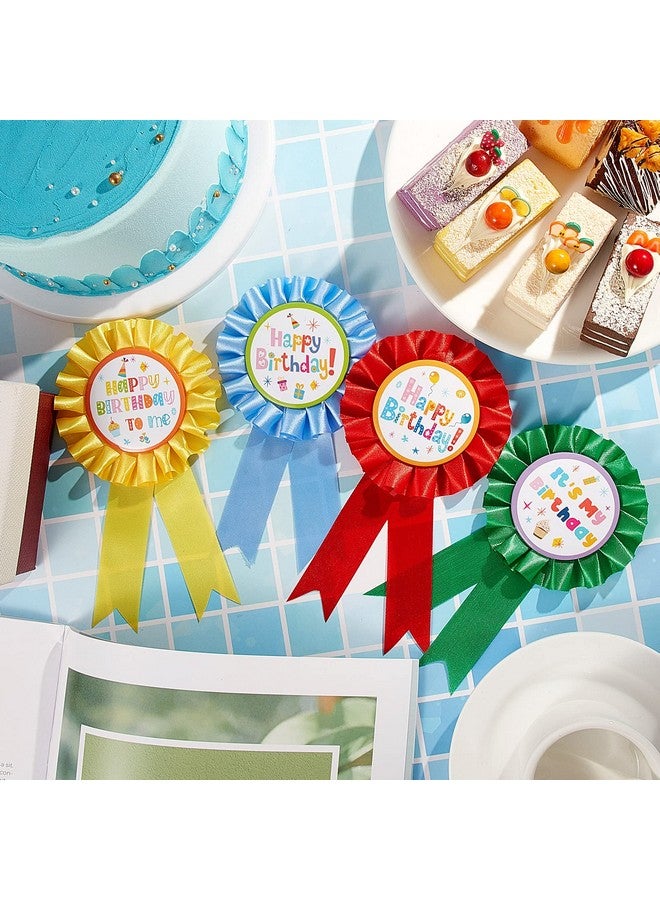 Mtlee 12 Pieces Happy Birthday Award Ribbon Birthday Tinplate Badge Pins Birthday Rosette Button Pins Happy Birthday Badge Brooch Birthday Pins For Party Favors And Baby Shower Party Decoration - Image 3