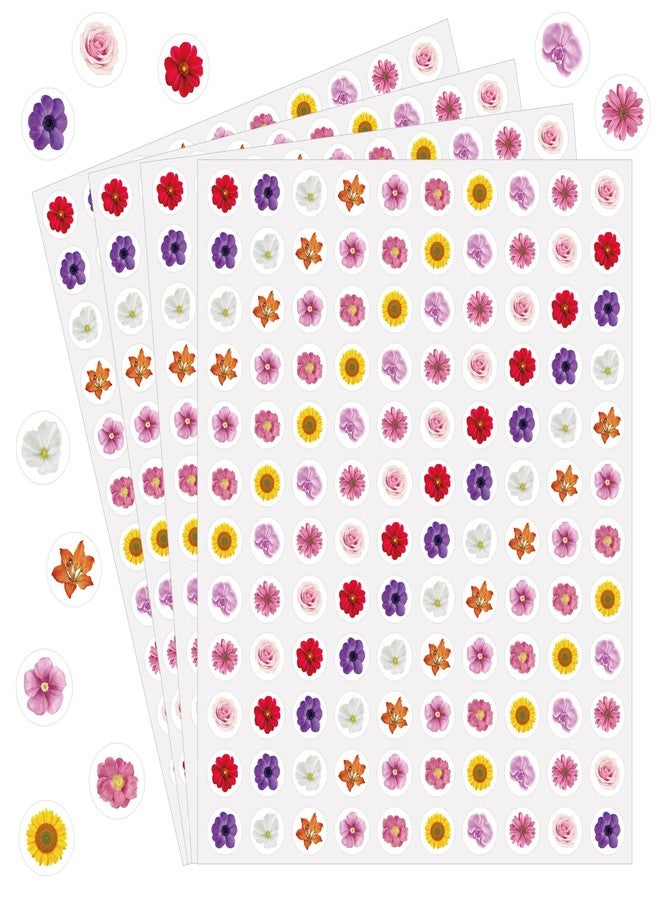 WANGHENG 2400 Pcs Small Stickers for Kids,Pink and Purple Mini Flower Stickers,10 Cute Designs Adhesive Sticker for Party Envelopes Scrapbook Gifts DIY Supplies,0.5in（Flower） - Image 1