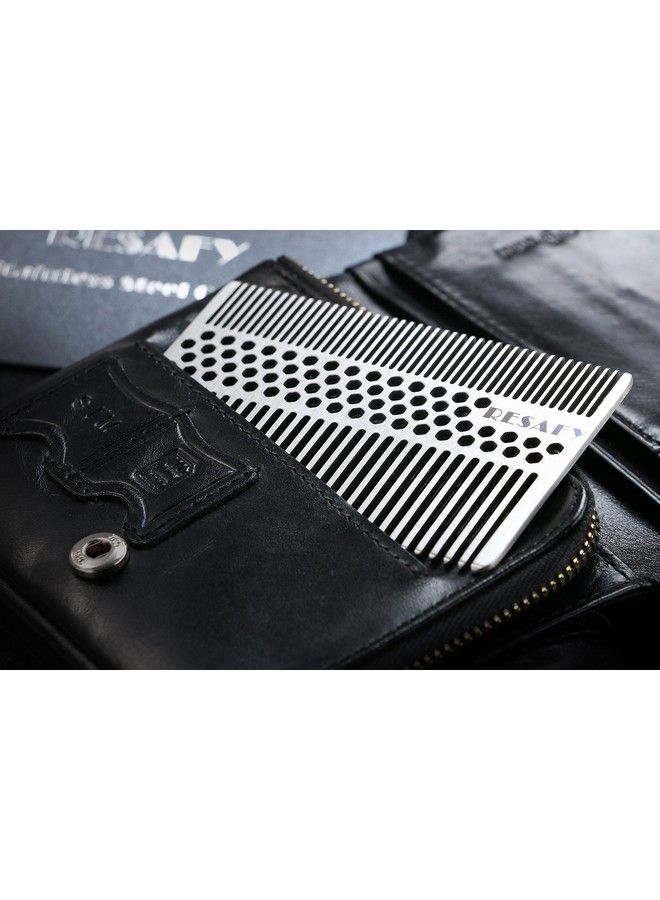 Resafy Stainless Steel Hair Comb Wallet Comb Credit Cart Size Pocket Comb - Image 3