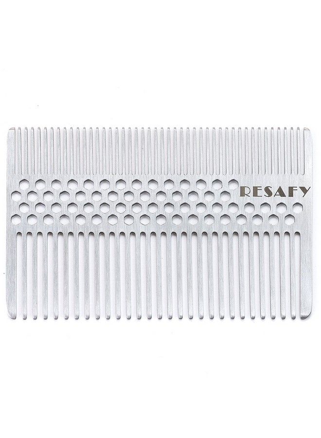 Resafy Stainless Steel Hair Comb Wallet Comb Credit Cart Size Pocket Comb - Image 2
