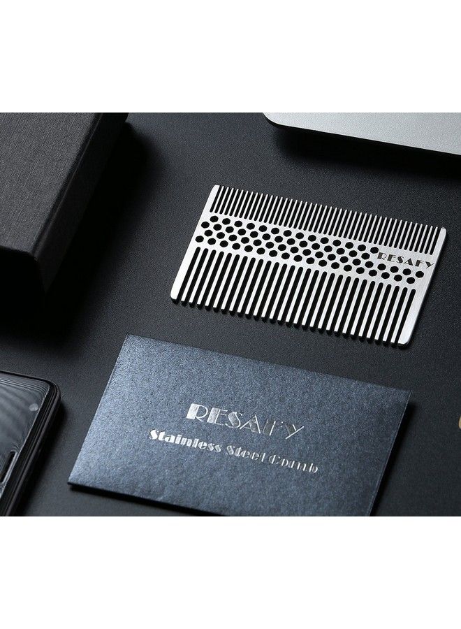 Resafy Stainless Steel Hair Comb Wallet Comb Credit Cart Size Pocket Comb - Image 4
