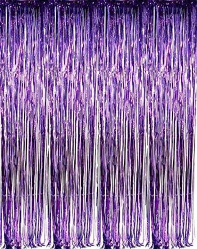SET OF 2 PURPLE FOIL FRINGE DOOR WINDOW CURTAIN PARTY DECORATION 3 X 8 36 X 96 VALUE PACK OF 2 PURPLE 2PACK