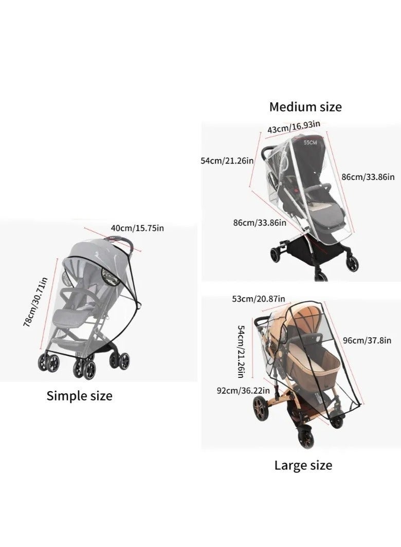 Large Size Universal Stroller Rain Cover, Travel Weather Shield for Windproof, Waterproof, Stroller Weather Shield Universal with Rain Cover (Transparent) - Image 3