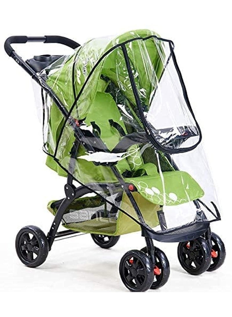 Large Size Universal Stroller Rain Cover, Travel Weather Shield for Windproof, Waterproof, Stroller Weather Shield Universal with Rain Cover (Transparent) - Image 1