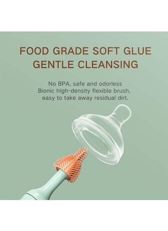 ZCM-HAPPY - 4-Piece Electric Bottle Brush Pacifier Brush Smart 360 Degree Rotating Baby Long Handle Cup Brush - Image 1