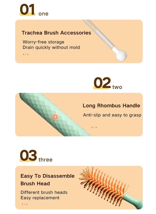 ZCM-HAPPY - 4-Piece Electric Bottle Brush Pacifier Brush Smart 360 Degree Rotating Baby Long Handle Cup Brush - Image 1