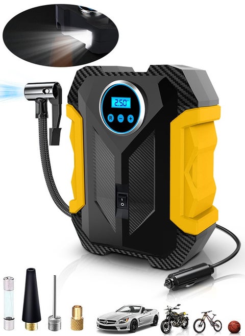 Car Tyre Inflator Portable Air Compressor,12V Fast Tire Inflator with Auto Stop,LED Light and Digital Pressure Gauge - 150 PSI Cycle Air Pump for Car Motorcycle Bicycle Ball Other Inflatables