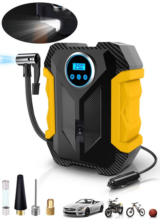 Carsun - Car Tyre Inflator Portable Air Compressor,12V Fast Tire Inflator with Auto Stop,LED Light and Digital Pressure Gauge - 150 PSI Cycle Air Pump for Car Motorcycle Bicycle Ball Other Inflatables - Image 1