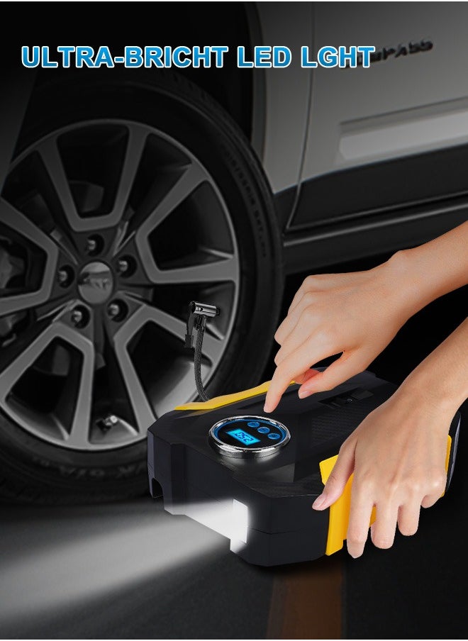 Carsun - Car Tyre Inflator Portable Air Compressor,12V Fast Tire Inflator with Auto Stop,LED Light and Digital Pressure Gauge - 150 PSI Cycle Air Pump for Car Motorcycle Bicycle Ball Other Inflatables - Image 1