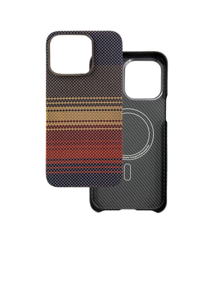 iPhone 15 Pro max Case  with Camera Control Button, Compatible with MagSafe, Ultra-Slim Case with Caseless Touch Feeling, 1500D Aramid Fiber Woven Glints of Gold - Image 1