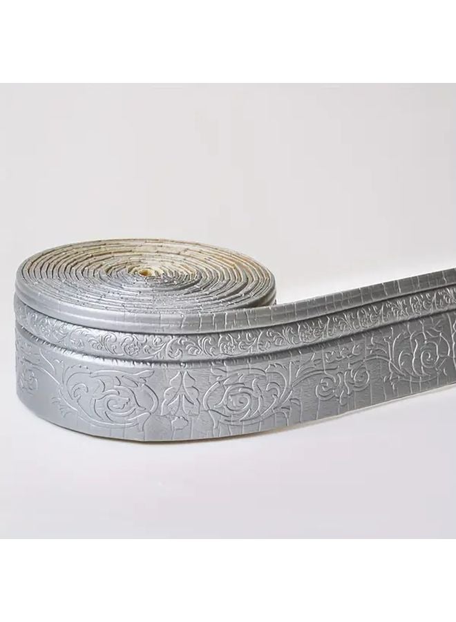 Self Adhesive Foam Tape Continuous 3937 Inch Baseboard Silvery Gray Peel Stick Wall Decoration - Image 1