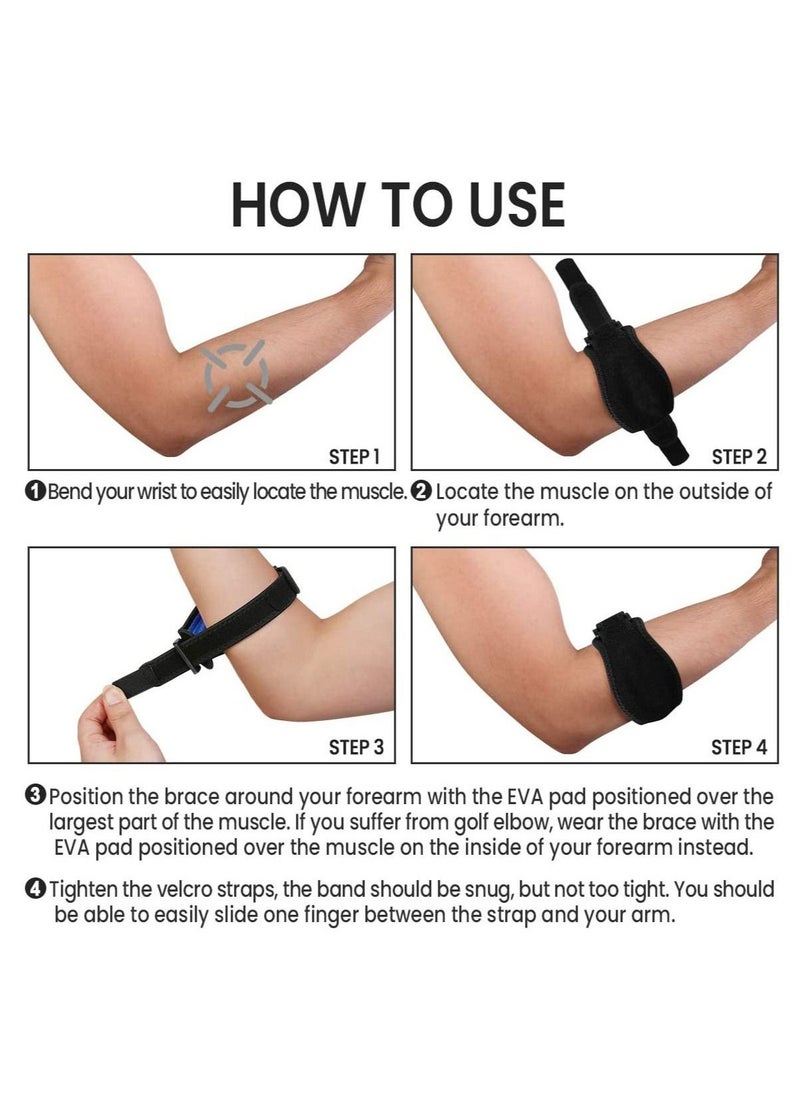 2 Pack Tennis Elbow Support Brace with Compression Pad Effective Pain Relief for Golfer’s Men Women - Image 3