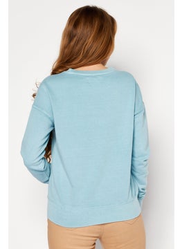 Weatherproof Women Crew Neck Long Sleeves Vintage Sweatshirt, Light Blue  - Image 3