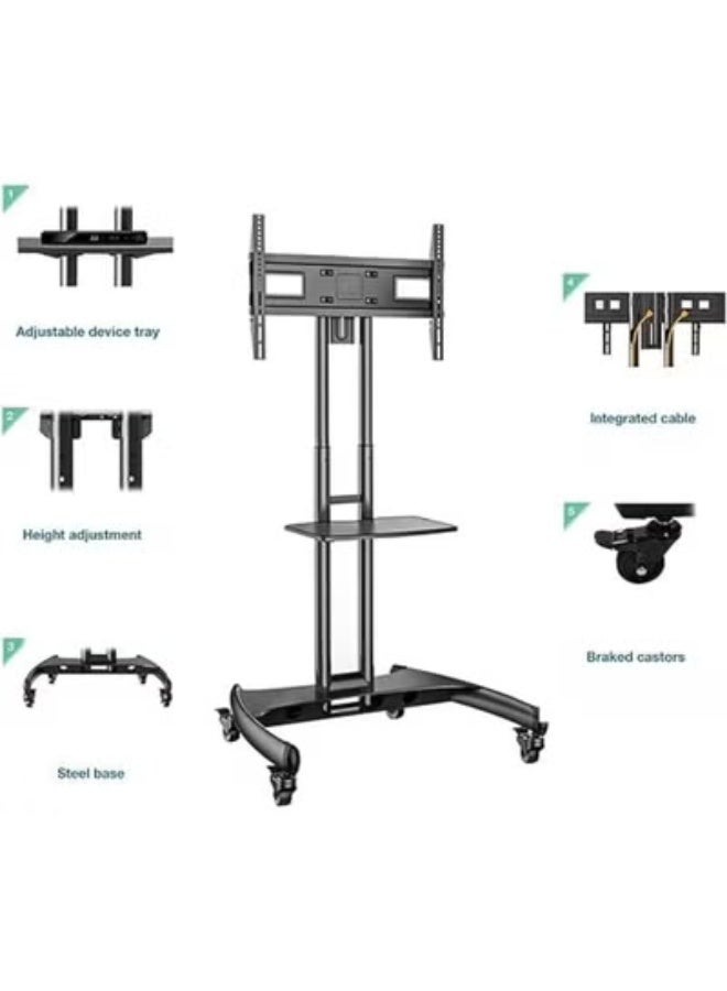 Mobile TV Cart Stand with Wheels for 32 to 65 Inch LCD, LED, OLED, Plasma Flat Panel Screens, Supports up to 100 lbs – Model AVA1500-60-1P (Black) - Image 3