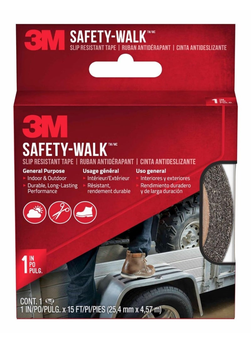 3M Safety Walk Slip Resistant Tape Anti Slip Black Tape Indoor & Outdoor Self Adhesive Backing 25.4Mm X 4.57M - Image 1
