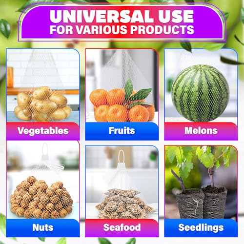Tesorrio 24" Mesh Produce Bags Set of 100 - Reusable Produce Bags with Plastic Lock, Durable & Tear Resistant Mesh Bag Set - Multi-use Onion Bag for Easy Storage of Fruits, Vegetables, Potatoes and Seafood - Image 5
