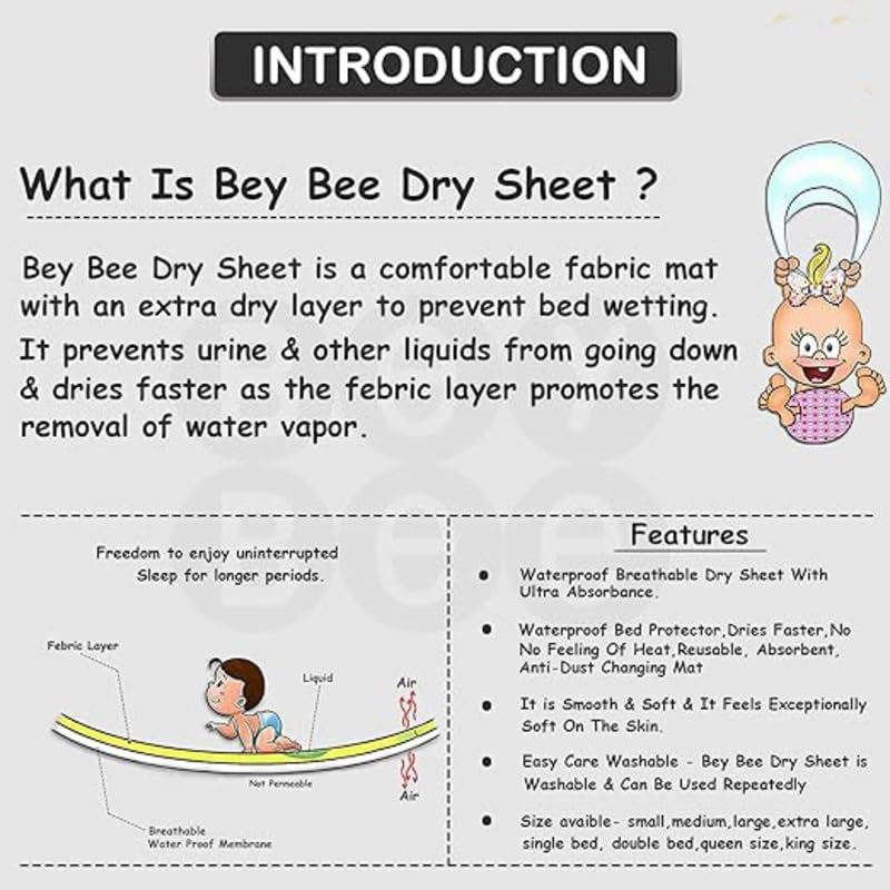 Blenzza Deco™ Cotton New Born Babies Dry Sheet Baby Bed Protecting Mat Pack of 1 (Pink) - Image 2