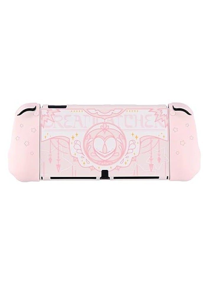 بروماس حافظة لطيفة متوافقة مع وحدة تحكم Nintendo Switch OLED وJoy Con - حافظة غطاء نحيفة ممتصة للصدمات ومضادة للخدش مع تصميم مريح لطراز Switch OLED - أجنحة النجوم (وردي) - Image 1