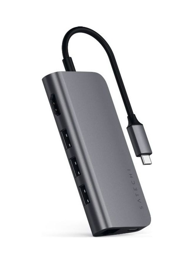 SATECHI Type-C Multi-Port Adapter 1x4K HDMI 1xEthernet 1xUSB-C 3xUSB-A 1xSD 1xMicroSD Space Grey - Image 1