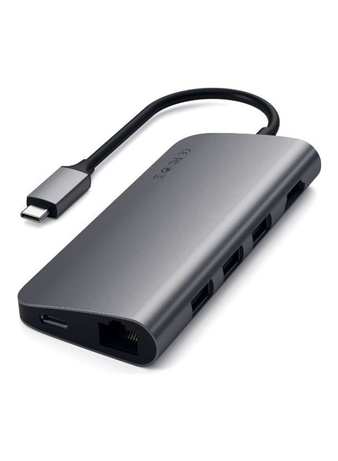 SATECHI Type-C Multi-Port Adapter 1x4K HDMI 1xEthernet 1xUSB-C 3xUSB-A 1xSD 1xMicroSD Space Grey - Image 2