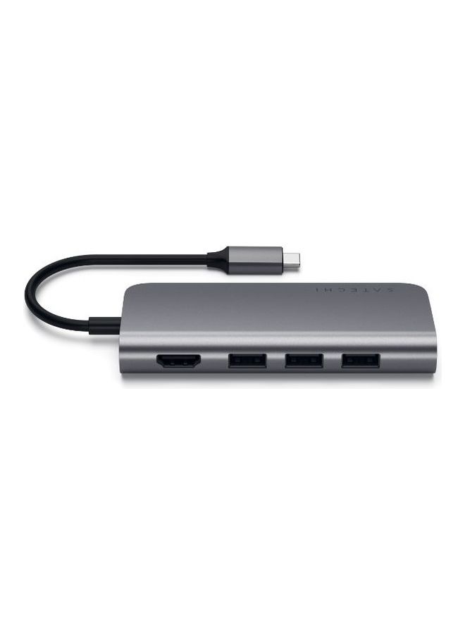 SATECHI Type-C Multi-Port Adapter 1x4K HDMI 1xEthernet 1xUSB-C 3xUSB-A 1xSD 1xMicroSD Space Grey - Image 3