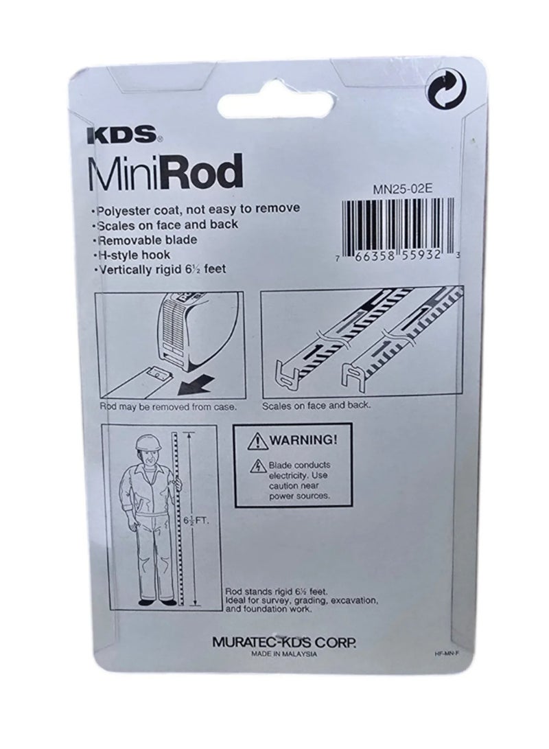 كي دي اس Muratec Mini Rod C MN25-02 عصا قياس موراتيك KDS Mini Rod C MN25-02 بطول 2 متر، مزودة بمقياس مزدوج الجوانب، أداة احترافية لأعمال المساحة وتوثيق الصور وفحص المواقع الهندسية والإنشائية - Image 5