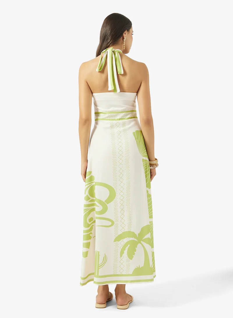 Soleira Halter Neck Printed Beach Dress